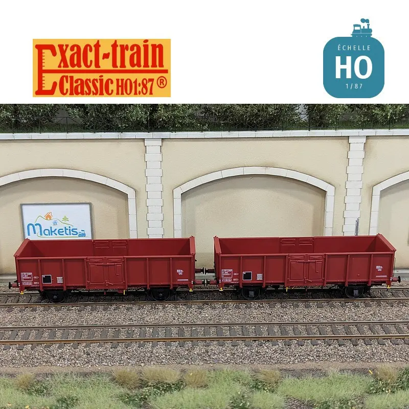 [EX23952] Set 2 wagons tombereaux UIC II .E EUROP boîtes d’essieux OCEM/SKF, roues Leonard et pleines SNCF Ep IV HO Exact-Train EX23952