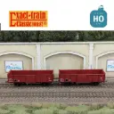 Set 2 wagons tombereaux UIC II .E EUROP boîtes d’essieux OCEM/SKF, roues Leonard et pleines SNCF Ep IV HO Exact-Train EX23953