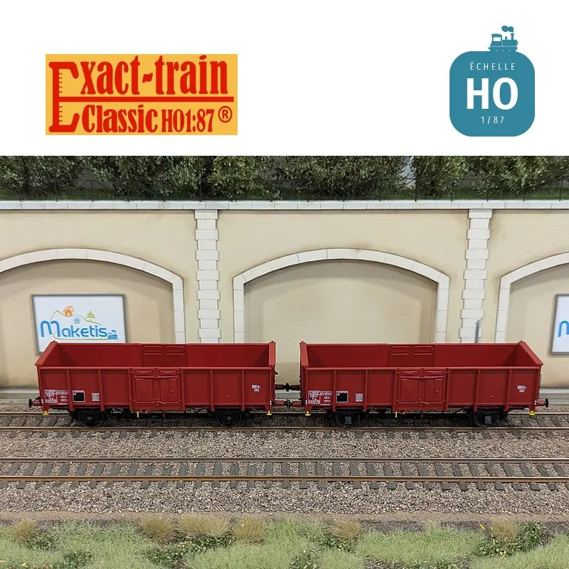 [EX23950] Set 2 wagons tombereaux UIC II Tow EUROP boîtes d’essieux OCEM/SKF, roues Leonard et pleines SNCF Ep III HO Exact-Train EX23950