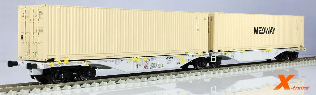 Wagon Sggmrss 38 80  496 3 117-8 90´ VTG avec 2x45’ MEDWAY MWAU4602700 + MWAU4601637 X-Trains 2390001