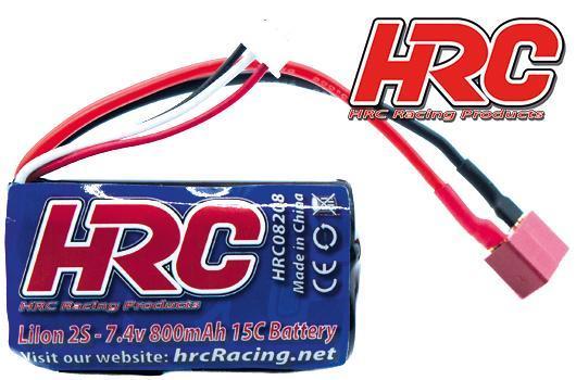 [HRC08208D] Accu - Li-Ion 2s - 7.4V 800mAh 15C - No Case - Ultra T - 55 x 34 x 17mm  HRC 08208D