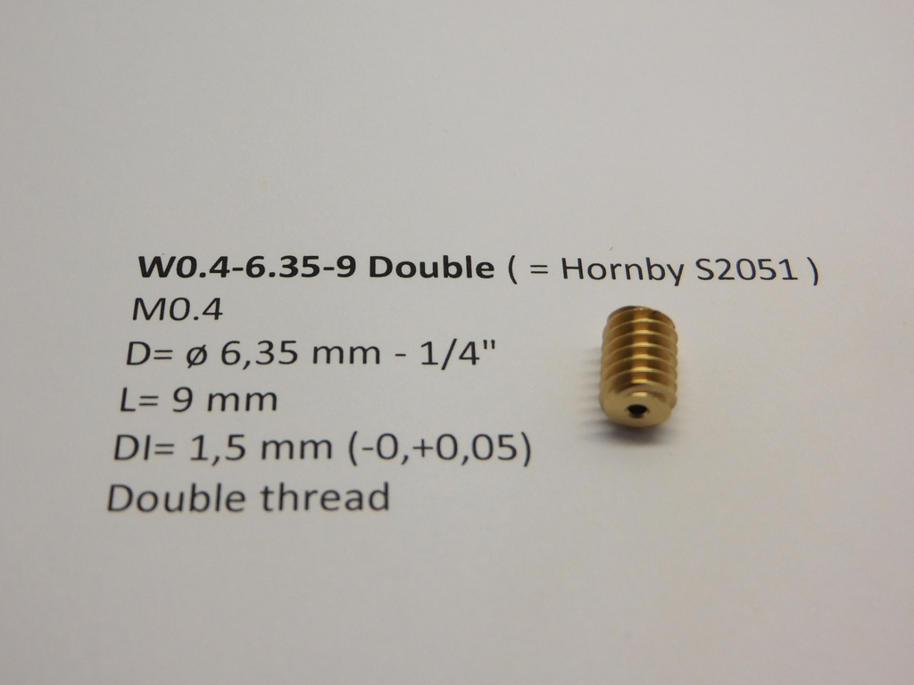 M0.4 D=ø6.35 L=9 DI=1.5 mm double (Hornby S2051 - X04) Micromotor W0.4-6.35-9 Double