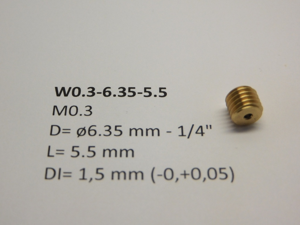 M0.3 D=ø6.35 L=5.5 DI=1.5 mm Micromotor W0.3-6.35-5.5
