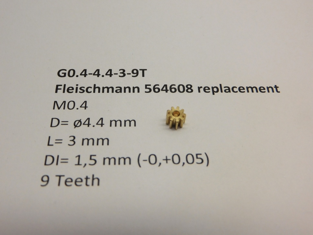 M0.4 D=ø4.4 L=3 DI=1.5 mm 9 Teeth (Fleischmann) Micromotor G0.4-4.4-3-9T