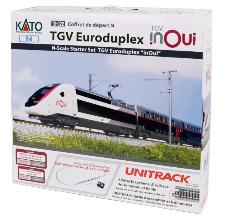 TGV Euroduplex "inOui" Starter Set + 1 container   Kato 10-022 échelle  N  Analogique  2R