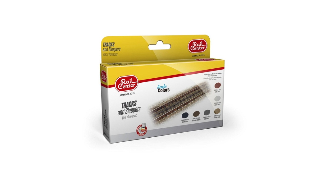 AMMO.R-1015 Set de 6 teintes acryliques Rails et traverses