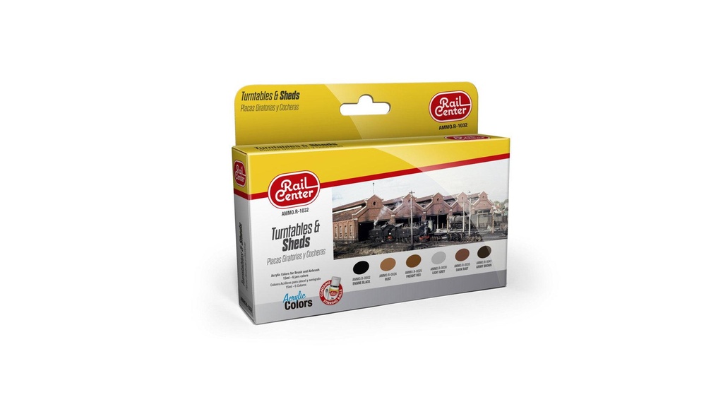 AMMO.R-1032 Set de 6 teintes acryliques Dépôt ferroviaire et pont tournant