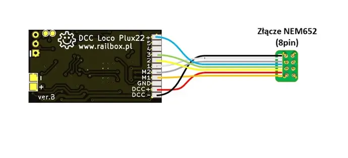 [RB2214] RB2214 (NEM652) Décodeur de locomotive 1,5 A moteur  5 sorties de fonctions NEM652 RailBOX Electronics