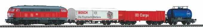 [Piko 57032] Coffret de démarrage « Kids » : train de marchandises BR 218 de la DB AG avec deux wagons ouverts Eaos  voie A avec ballast  Piko 57032