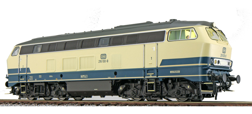 Locomotive diesel H0 BR 216 216 100 DB bleu océan/beige Ep IV état réel vers 1978 son+fumée DC/AC ESU  31001    