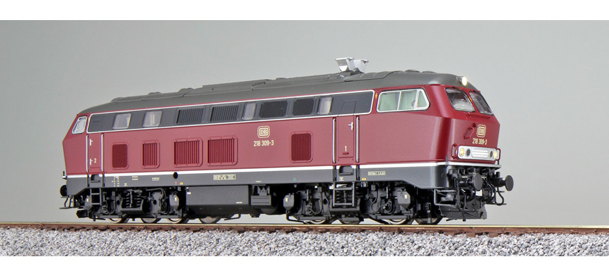 Locomotive diesel H0 BR 218 218 309 DB vieux rouge Ep IV état réel vers 1986 son+fumée DC/AC ESU  31010    