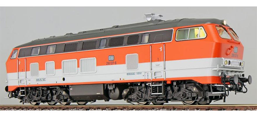 Locomotive diesel H0 BR 218 218 137 Citybahn DB orange/blanche Ep IV état réel vers 1989 son+fumée DC/AC ESU  31014    