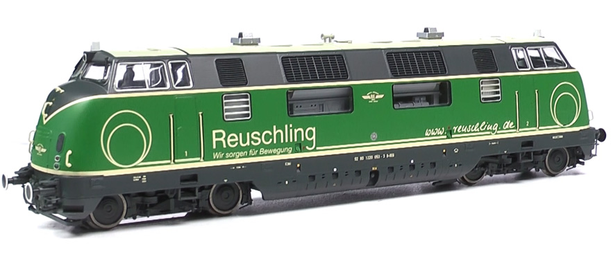 Locomotive diesel H0 BR V200 220 053 Brohltalbahn Reuschling verte époque VI état réel 2013 LokSound générateur de fumée DC/AC ESU  31082    