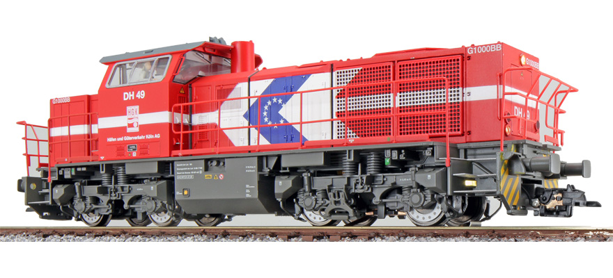 [31302] Locomotive diesel H0 G1000 DH 49 HGK rouge trafic Ep VI état réel vers 2007 son attelage de manœuvre DC/AC ESU  31302    
