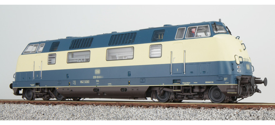Locomotive diesel H0 V200.0 220 012 DB bleu océan/beige Ep IV état réel vers 1975 son+fumée DC/AC ESU  31338    