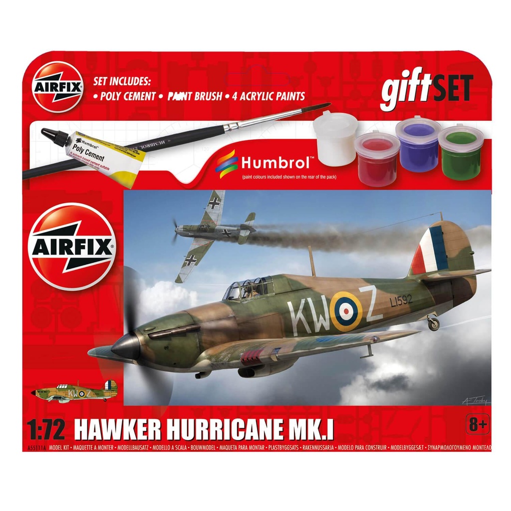 Hanging Gift Set AIRFIX MAQUETTE AVION A55111A HAWKER HURRICANE MKI STARTER SET 1/72
