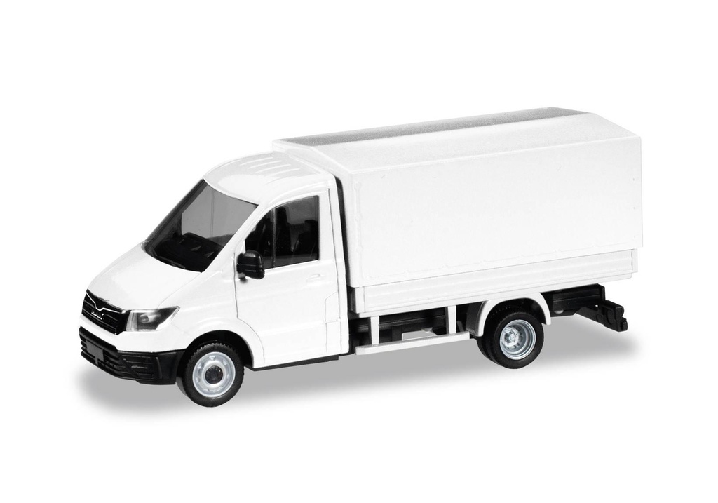 HO MAN TGE plateau bâché blanc en kit à assembler Herpa 013451