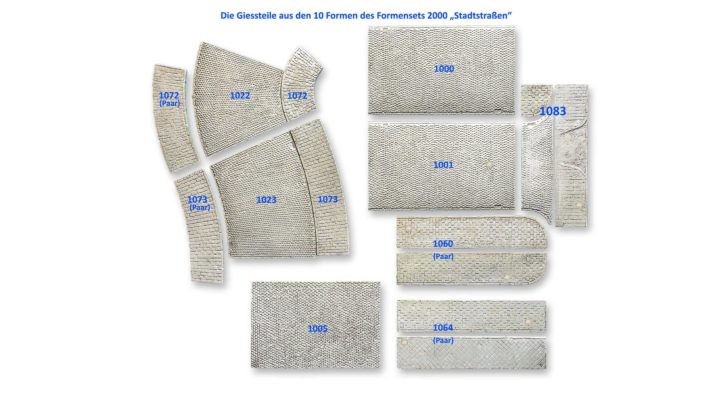 Spoerle 2000 - jeu de moules en silicone pavÃ©s de rues urbaines d'environ 88mm de large, 10 moules