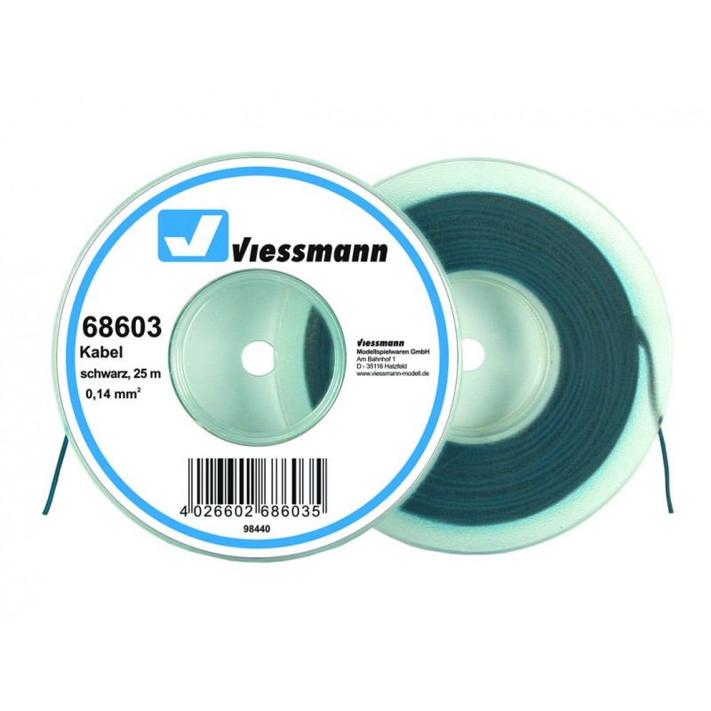 Viessmann 68603 25 m Kabel, 0,14 mm²,schw.
