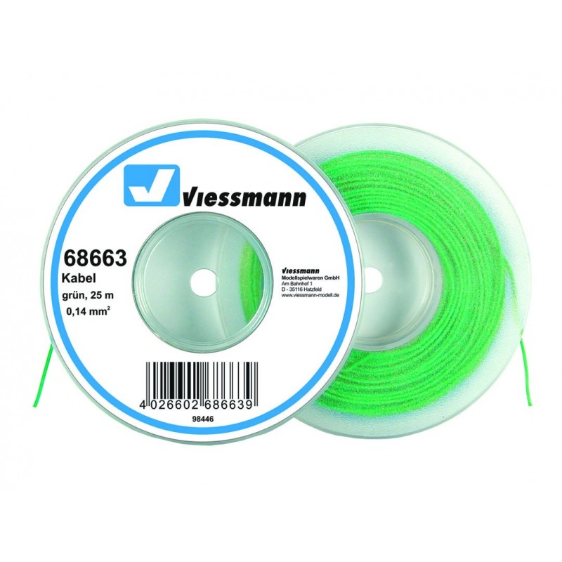 Viessmann 68663 Kabel 25 m, 0,14 mm², gruen