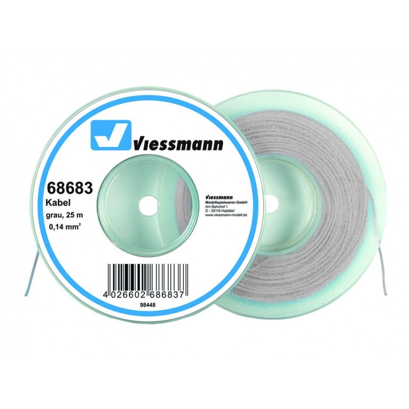 Viessmann 68683 Kabel 25 m, 0,14 mm², grau