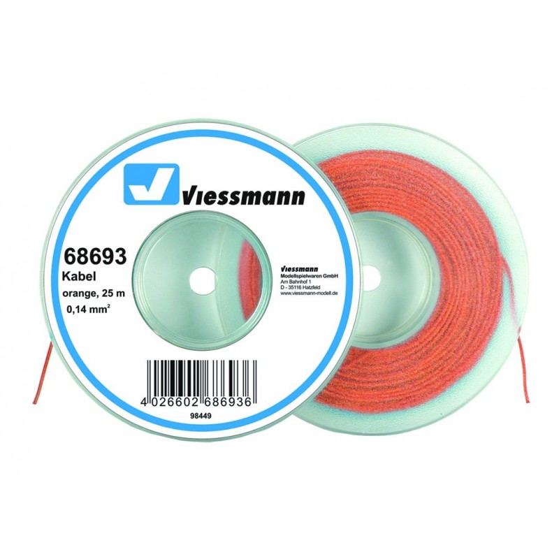 Viessmann 68693 Kabel 25 m, 0,14 mm², orange