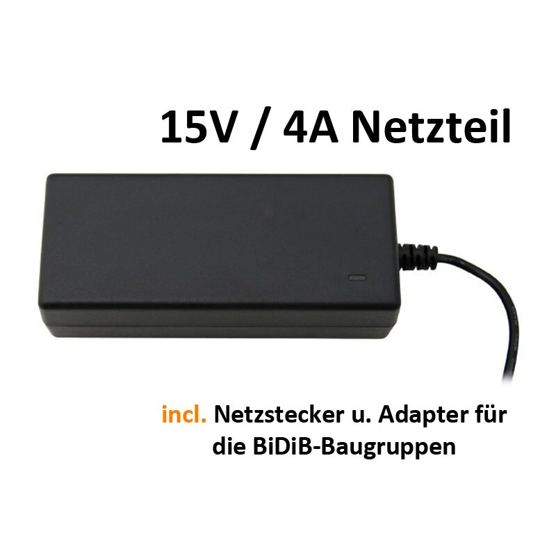 Bloc d'alimentation 15V / 4A / 60W  pour Opencar System, System BiDiB et Système YaMoRC