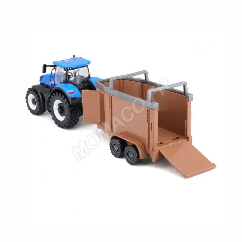 BURAGO NEW HOLLAND T7.315 AVEC REMORQUE A BOIS - TRACTEUR A FRICTION 1/43