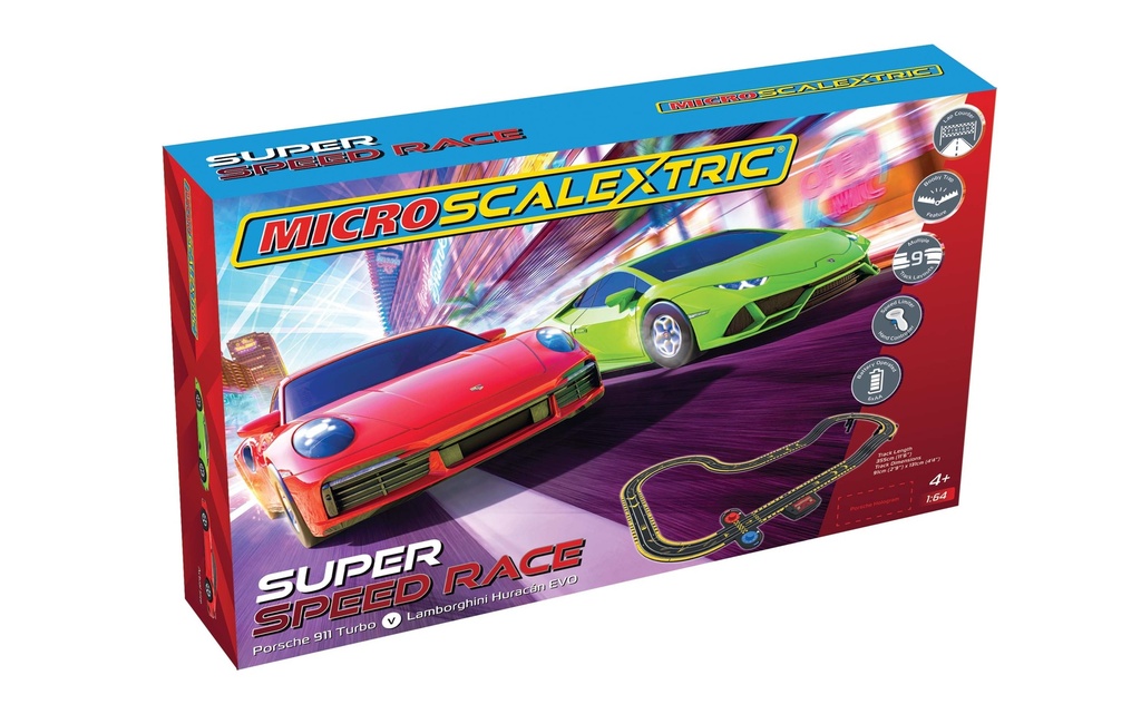 Micro Scalextric G1178M Coffret Super Speed Race - Lamborghini vs Porsche - Alimentation Piles