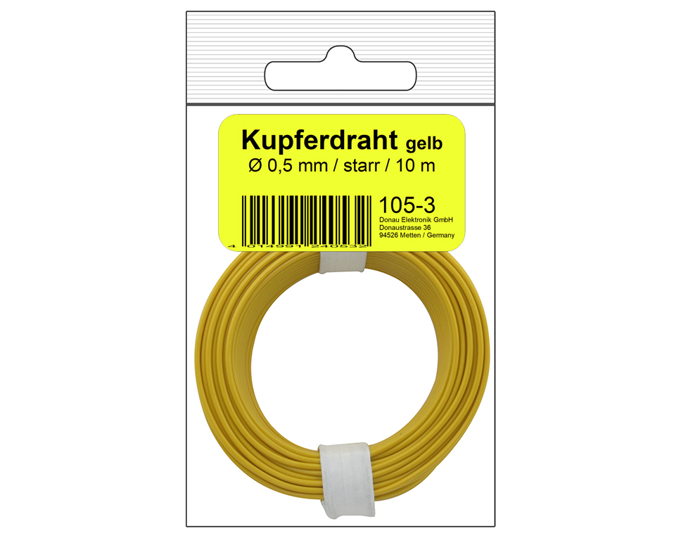 DONAU 105-3SB - Fil de cuivre commutable 0,5 mm / 10 m jaune - en sachet SB  