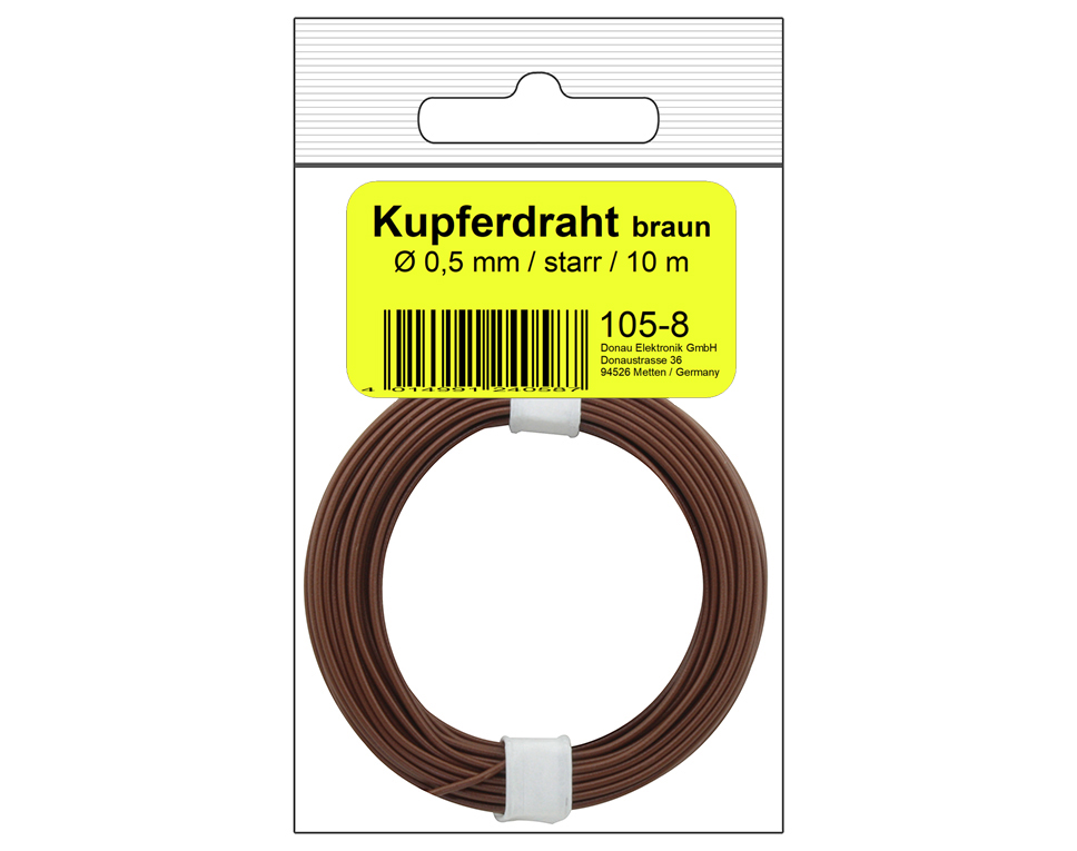 DONAU 105-8SB - Fil de cuivre intercalaire 0,5 mm / 10 m brun - en sachet SB  