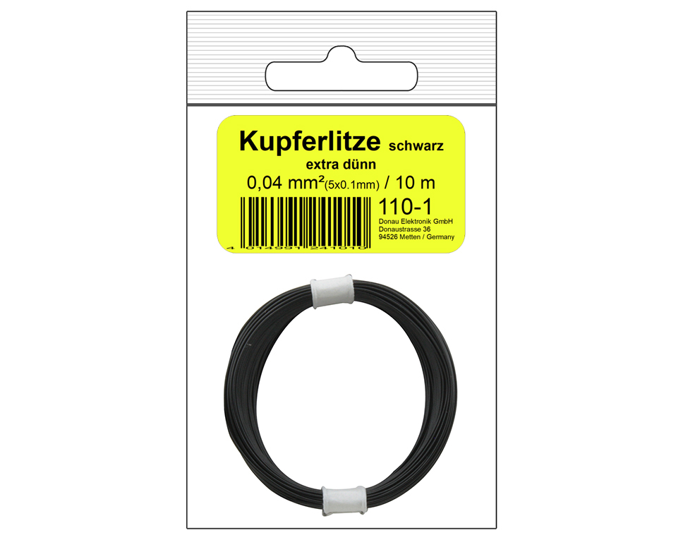 DONAU 110-1SB - Toron de cuivre 0,04 mm² / 10 m noir - en sachet SB  