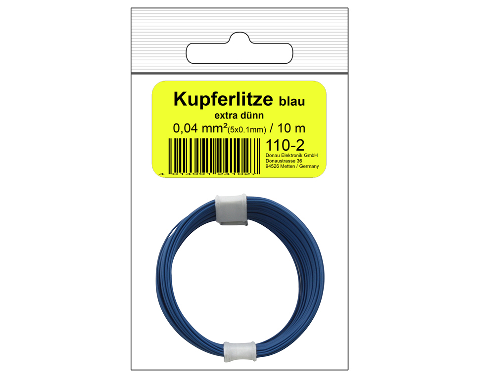 DONAU 110-2SB - Toron de cuivre 0,04 mm² / 10 m bleu - en sachet SB  