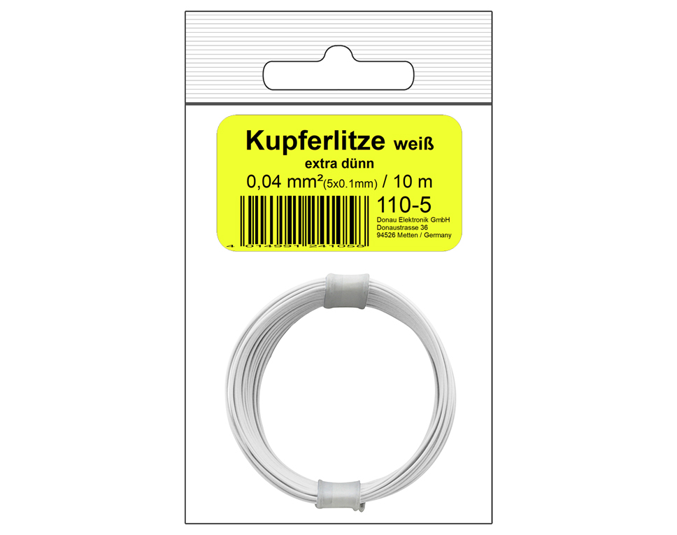 DONAU 110-5SB - Toron de cuivre 0,04 mm² / 10 m blanc - en sachet SB  