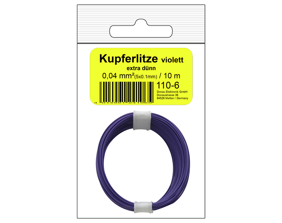 DONAU 110-6SB - Toron de cuivre 0,04 mm² / 10 m violet - en sachet SB  