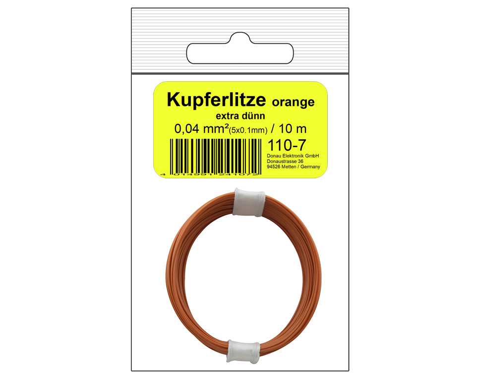 DONAU 110-7SB - Toron de cuivre 0,04 mm² / 10 m orange - en sachet SB  