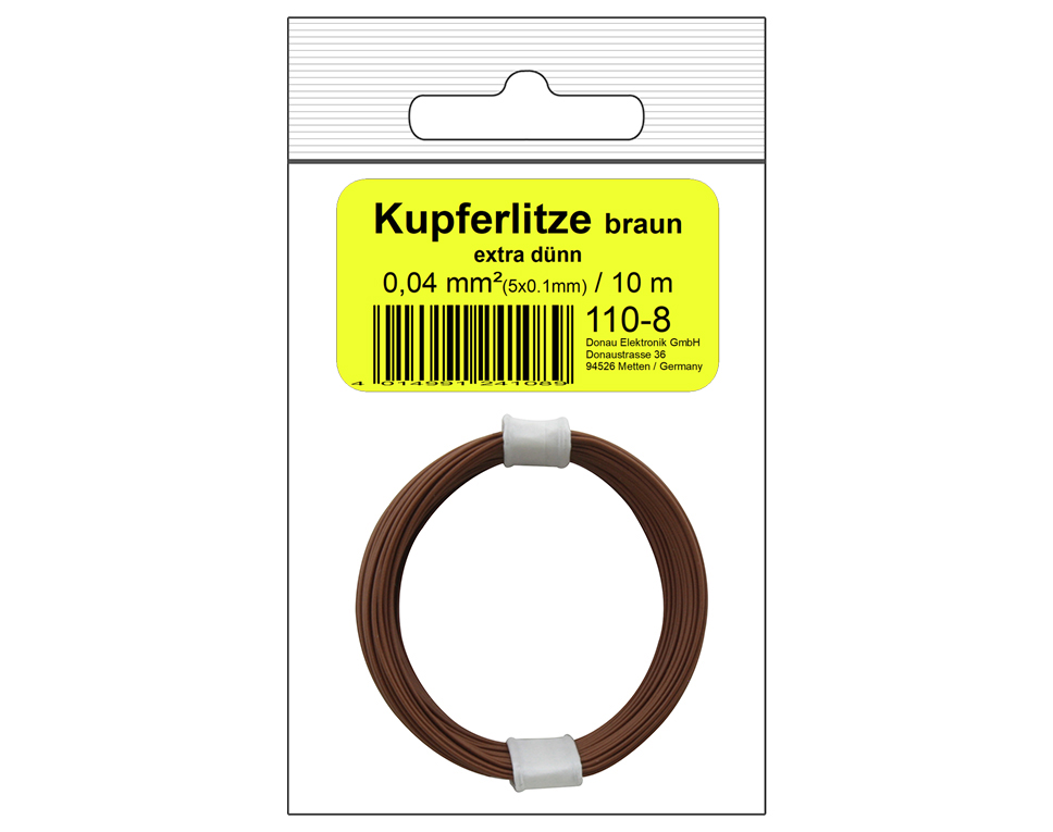DONAU 110-8SB - Toron de cuivre 0,04 mm² / 10 m brun - en sachet SB  