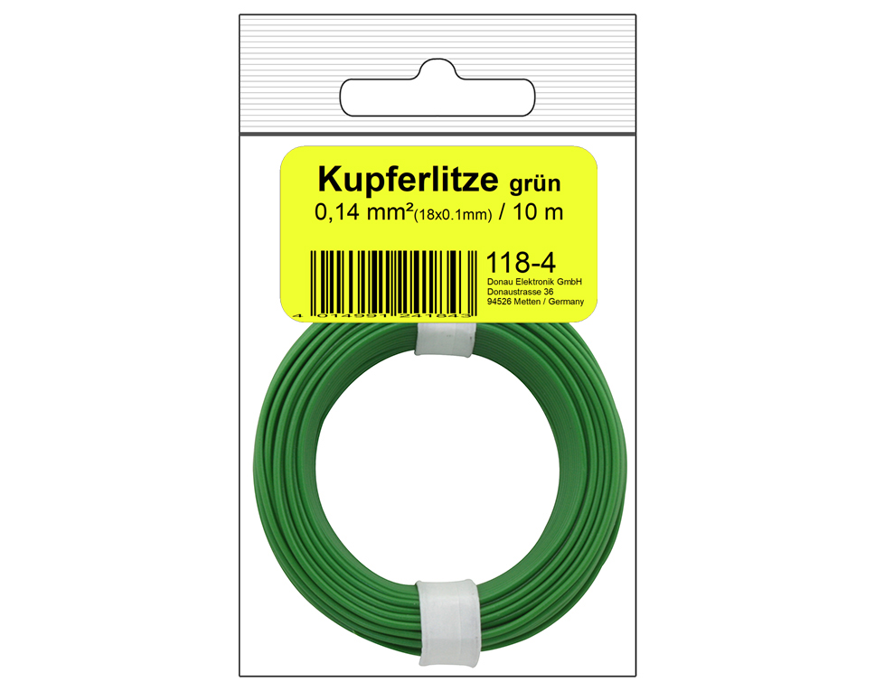 DONAU 118-4SB - Toron de cuivre 0,14 mm² / 10 m / vert en sachet SB  