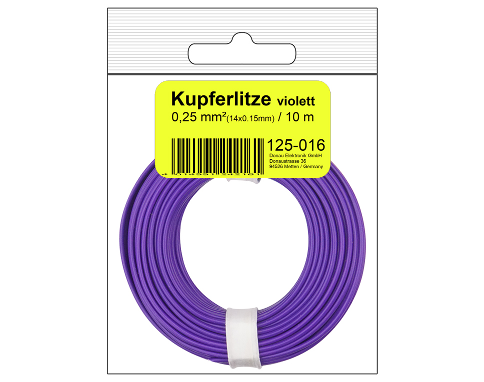 DONAU 125-016SB - Toron de cuivre 0,25 mm² / 10 m / violet en sachet SB  