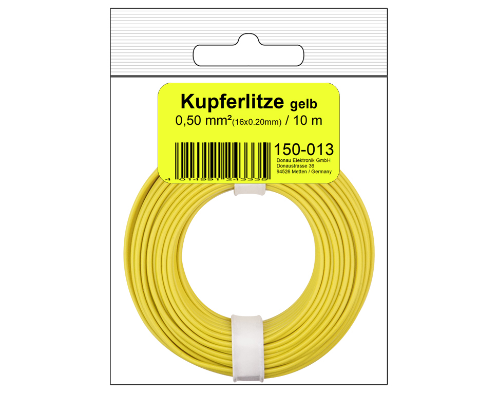 DONAU 150-013SB - Toron de cuivre 0,50 mm² / 10 m / jaune en sachet SB  