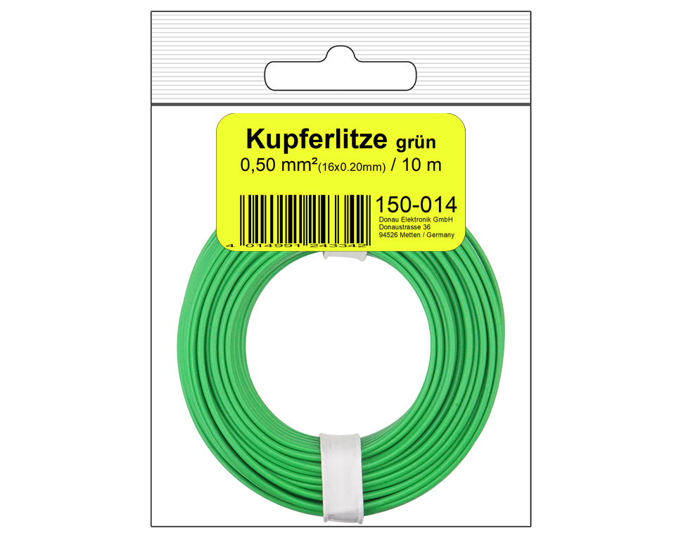 DONAU 150-014SB - Toron de cuivre 0,50 mm² / 10 m / vert en sachet SB  