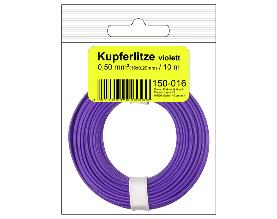 DONAU 150-016SB - Toron de cuivre 0,50 mm² / 10 m / violet en sachet SB  