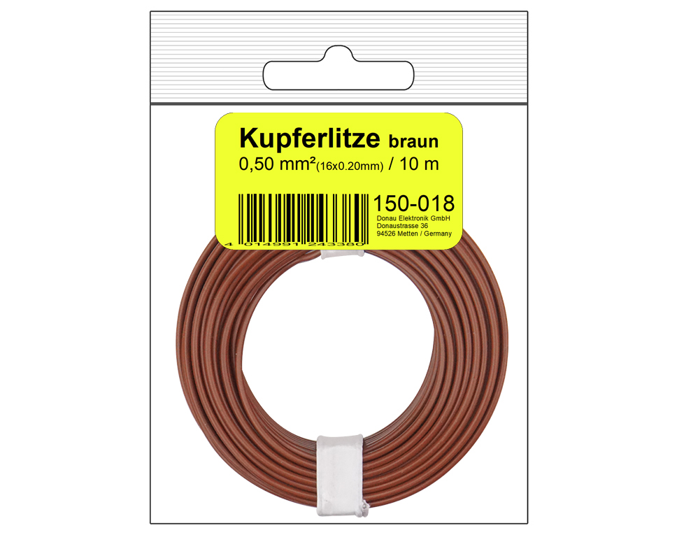 DONAU 150-018SB - Toron de cuivre 0,50 mm² / 10 m / marron en sachet SB  