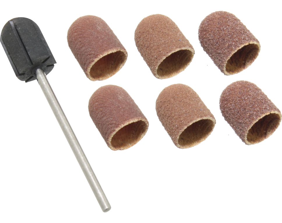 DONAU 1628 - 6 capuchons abrasifs Ø 10 mm + support  