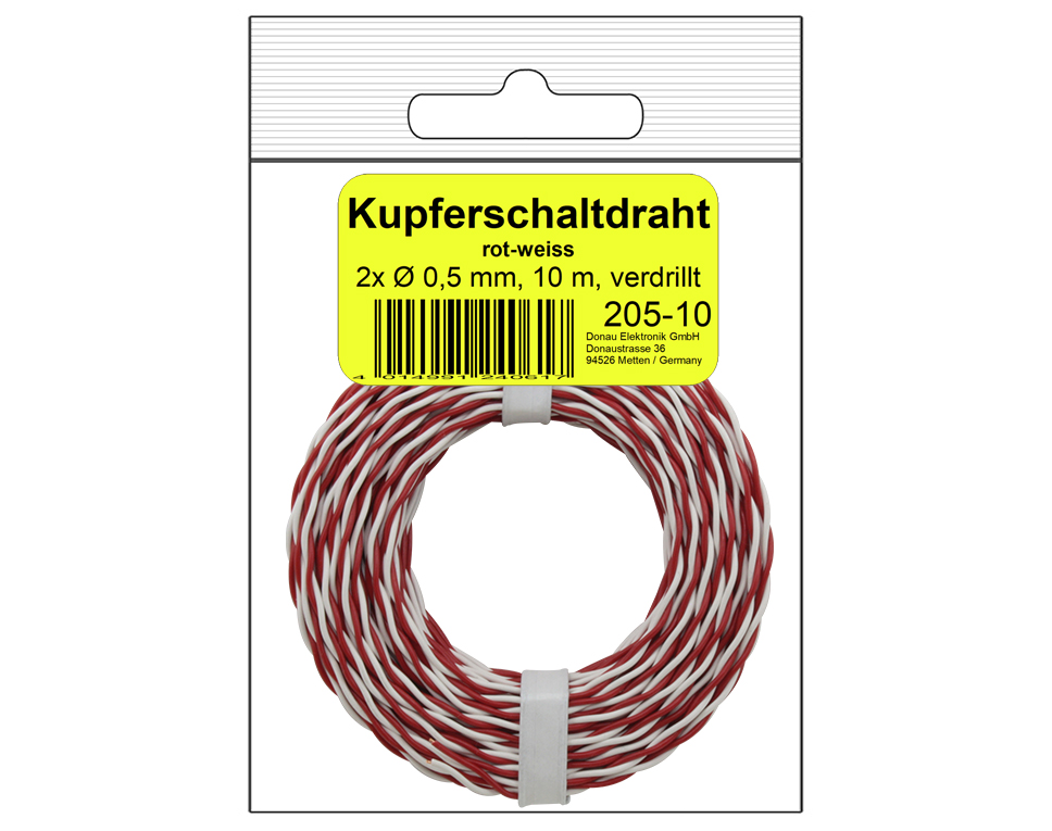DONAU 205-10 - Fil de cuivre 0,5 mm / 10m rouge-blanc en SB  