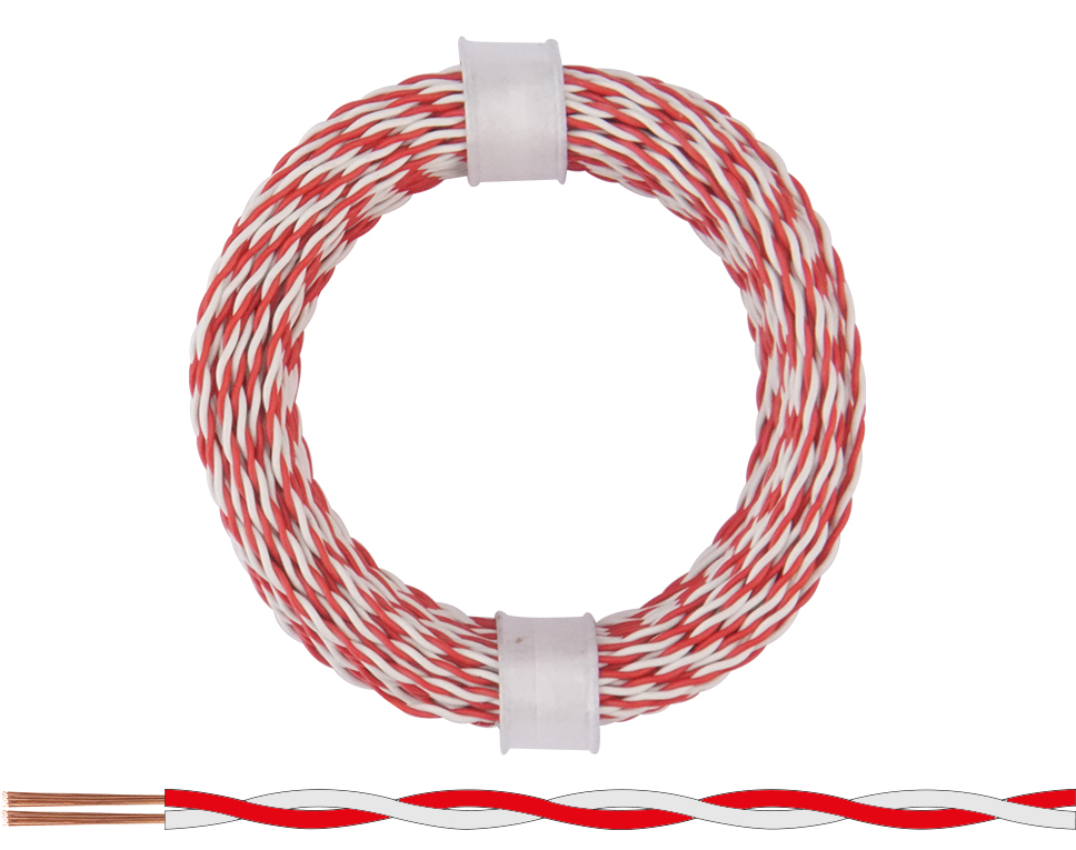 DONAU 210-05 - Toron jumelé 0,04 mm² / 10 m rouge-blanc  