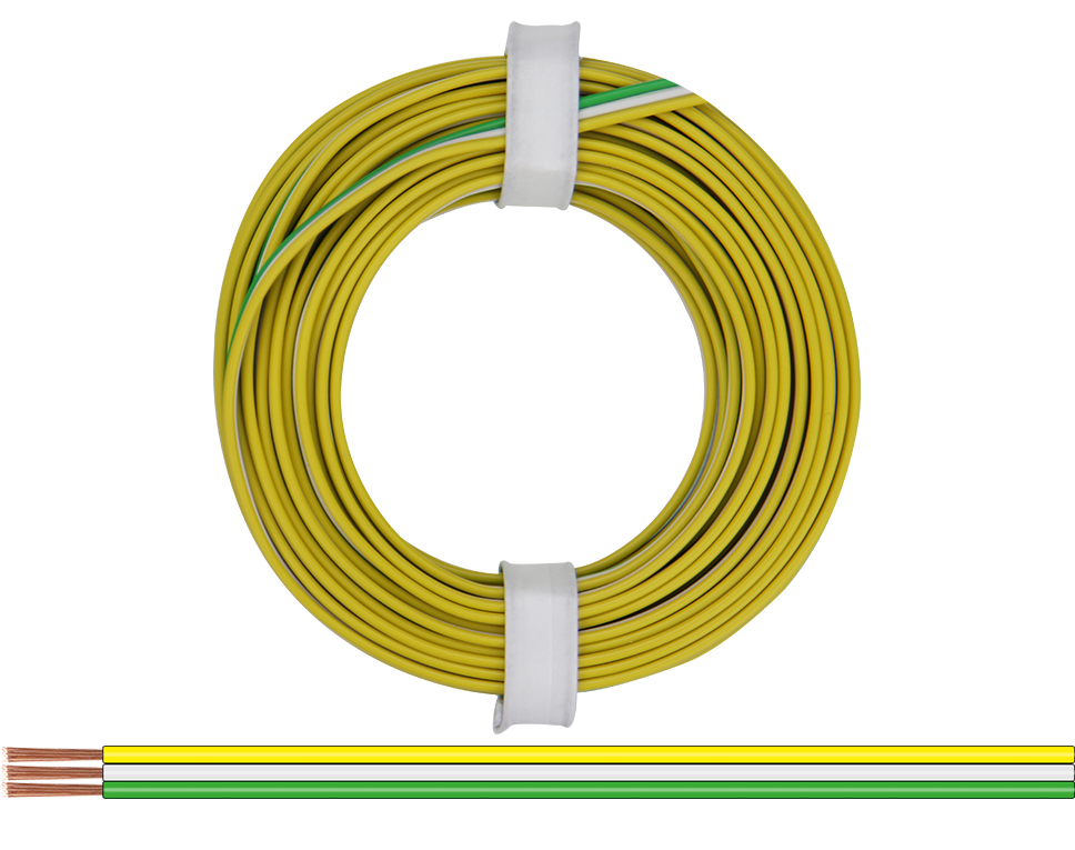 DONAU 318-354 - Toron tripolaire 0,14 mm² / 5 m jaune-blanc-vert  