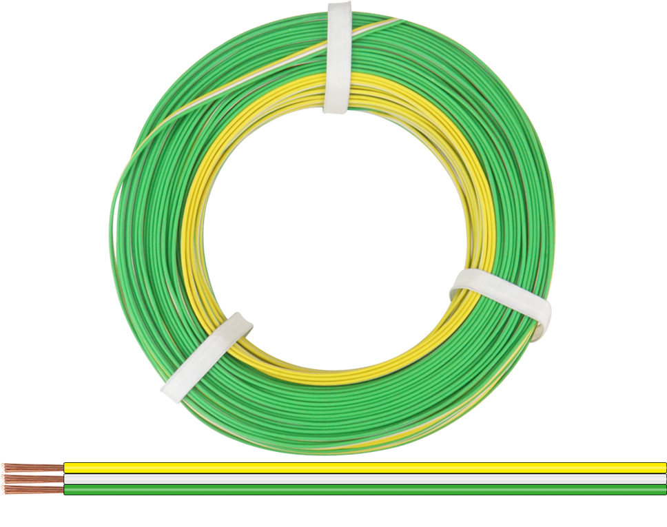 DONAU 318-354-25 - Toron tripolaire 0,14 mm² / 25 m jaune-blanc-vert  