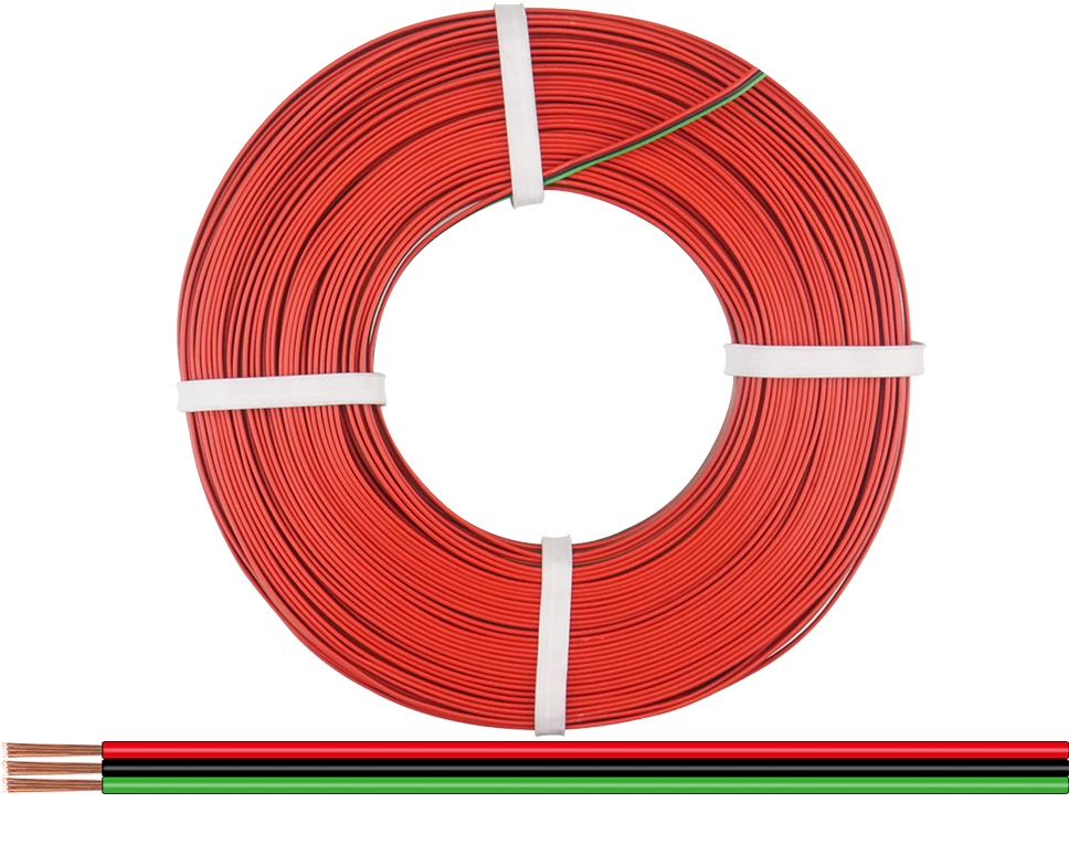 DONAU 325-014-25 - Toron tripolaire 0,25 mm² / 25 m rouge-noir-vert  