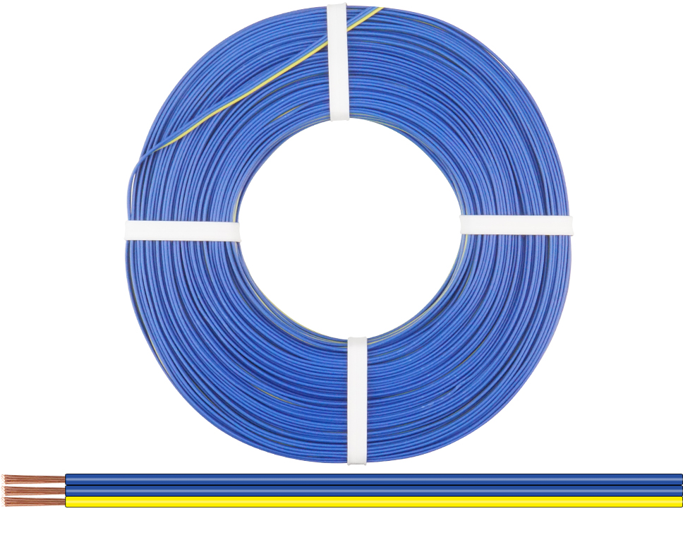 DONAU 325-223-25 - Toron tripolaire 0,25 mm² / 25 m bleu-bleu-jaune  